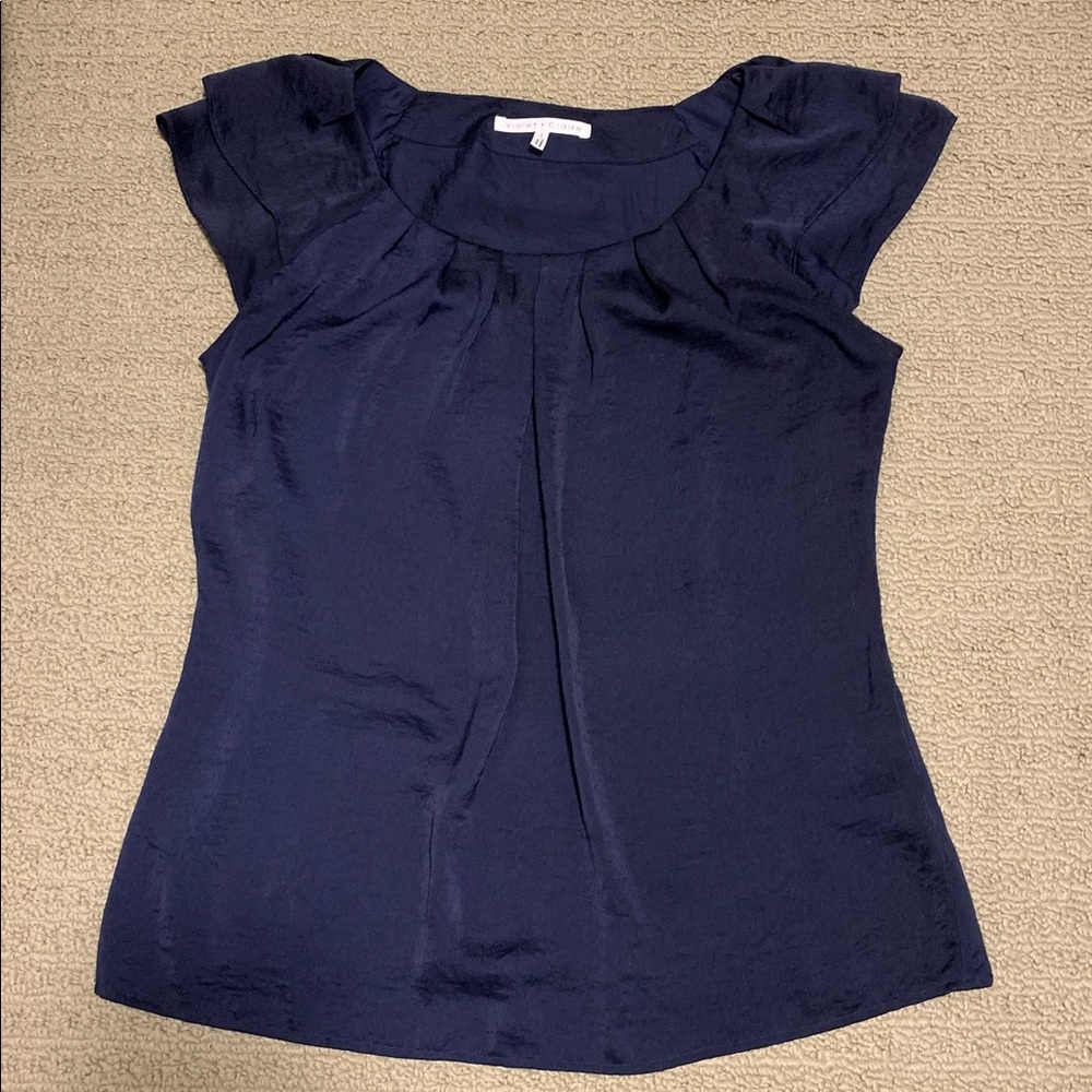 Violet + Claire Flutter Cap Sleeve Blouse, Dark Blue, Size Small